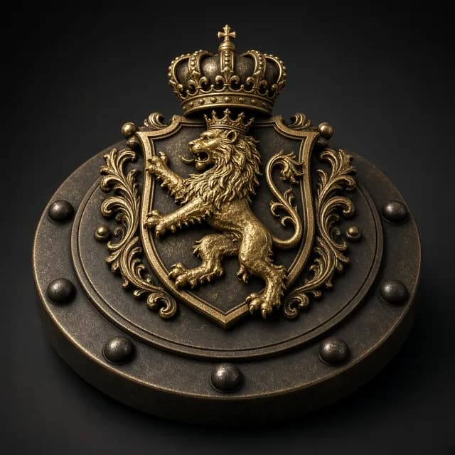Gouden leeuwenwapen met kroon