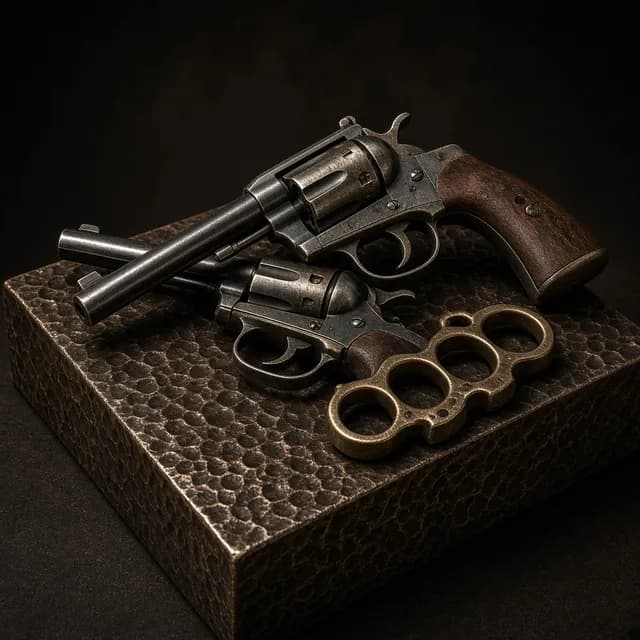 Gekruiste revolvers en boksbeugel